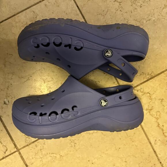 Crocs Sz 11 Baya Platform Clogs Purple Slip On Sandals Waterproof Casual Shoes - Picture 3 of 11